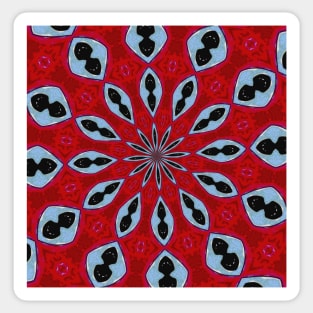 Patterned Kaleidoscope in Red and Light Blue Sticker